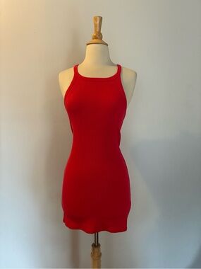 Urban Outfitters Sexy Red Ribbed Mini Tank Dress